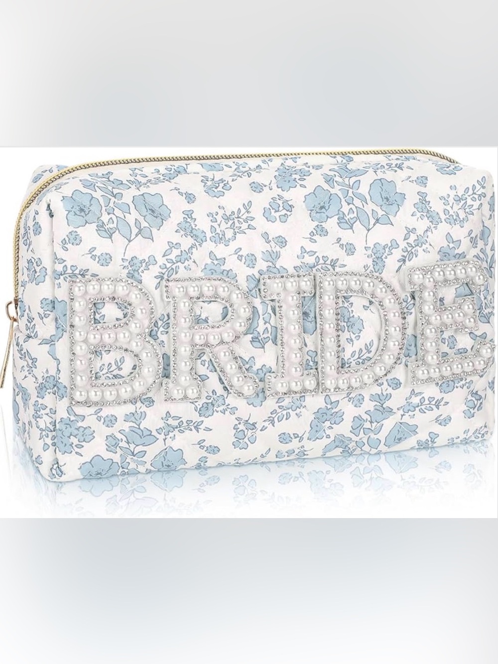 Bridal Floral Pearl-Embellished Pouch